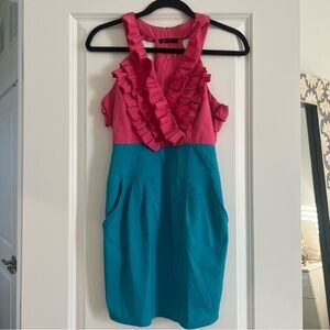 Pink & blue ruffle dress